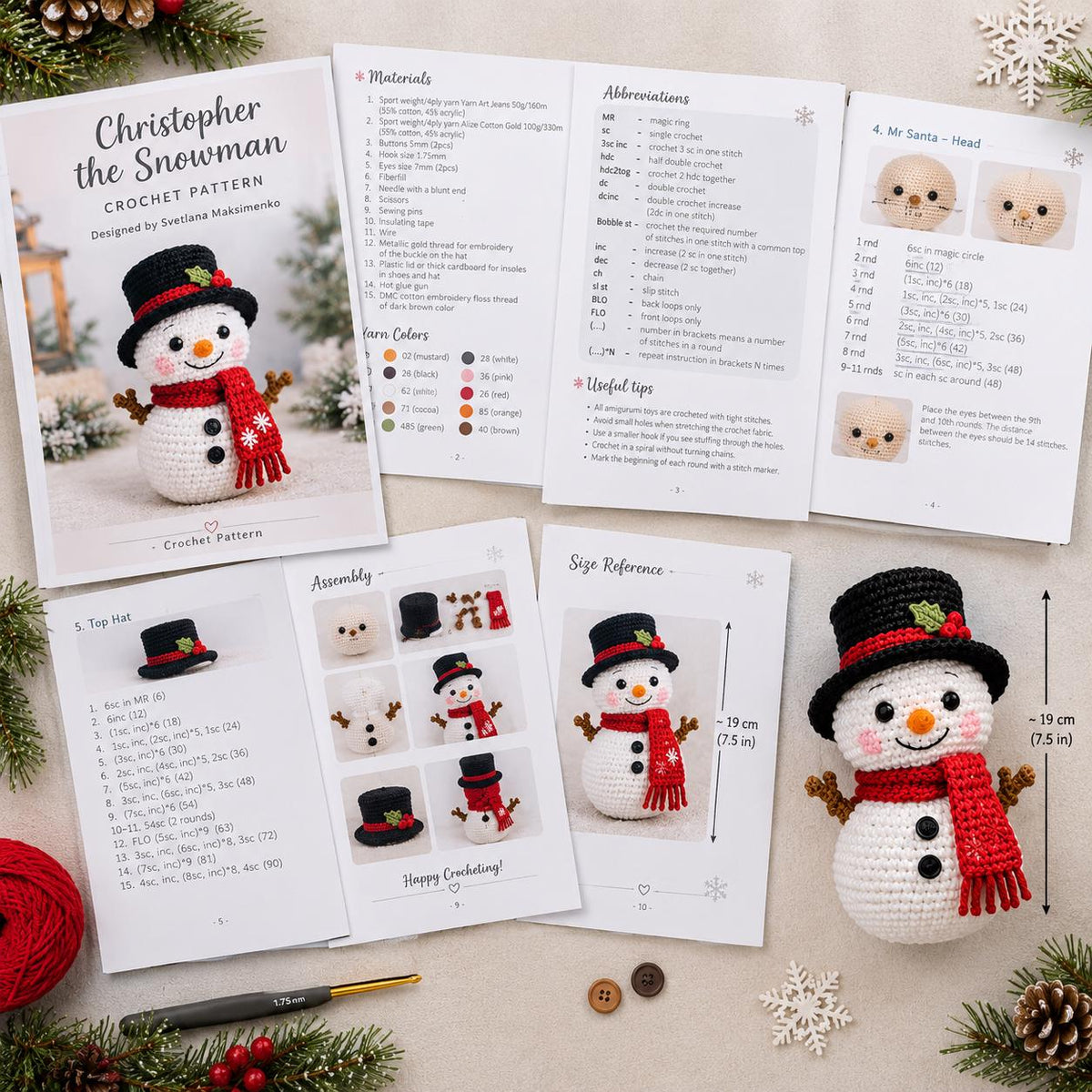 15-in-1 Crochet Snowman Patterns Bundle, Christmas Winter Decor (PDF Download)