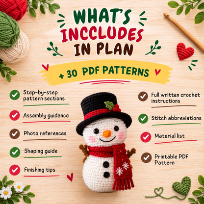 15-in-1 Crochet Snowman Patterns Bundle, Christmas Winter Decor (PDF Download)