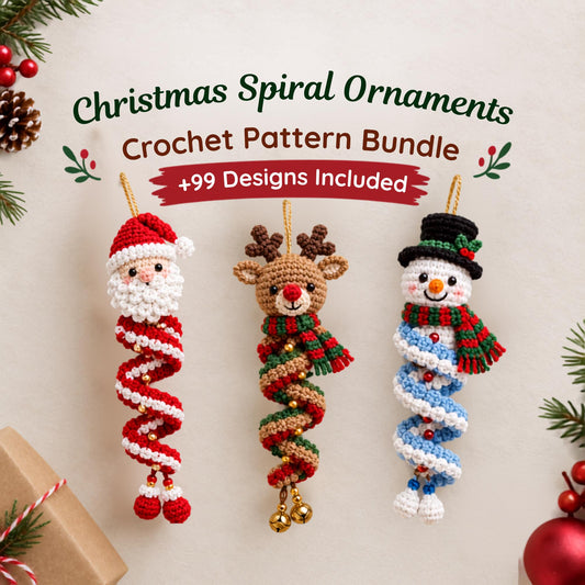 99+ Holiday Crochet Spiral Pattern Bundle PDF | Halloween Wind Spinner Ornament | Hanging Amigurumi Christmas Decor Craft