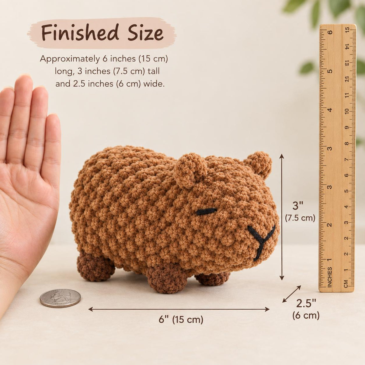 Capybara Crochet Pattern - Mini Amigurumi PDF Pattern, Quick Beginner-Friendly No-Sew Plushie, Instant Digital Download