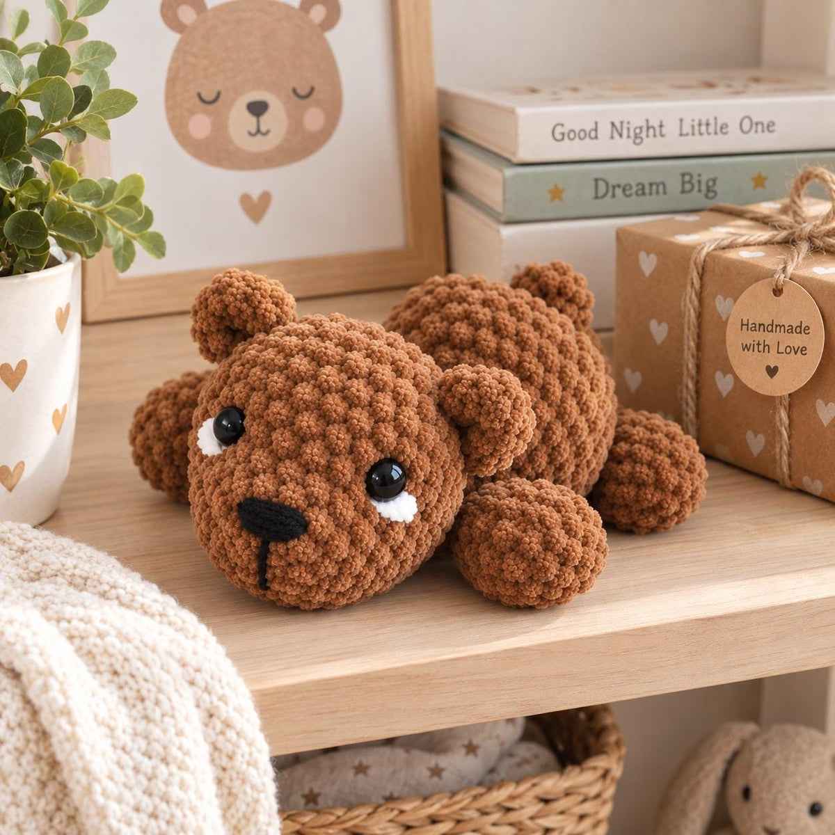 Teddy Bear Crochet Pattern – No-Sew Amigurumi (PDF Download)