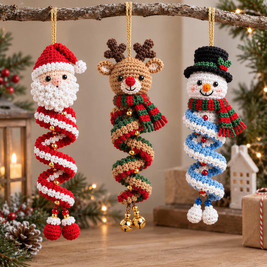 60+ Christmas Spiral Crochet Pattern Bundle, Santa, Snowman, Reindeer (PDF Download)