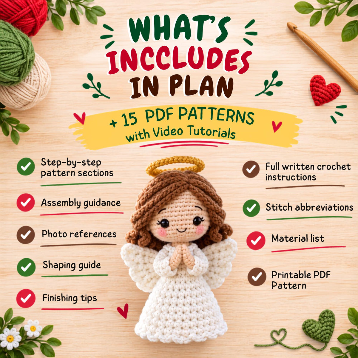 Crochet Angel Ornament Bundle, + 15 Modern Christmas Patterns for Handmade Gifts (PDF Download)
