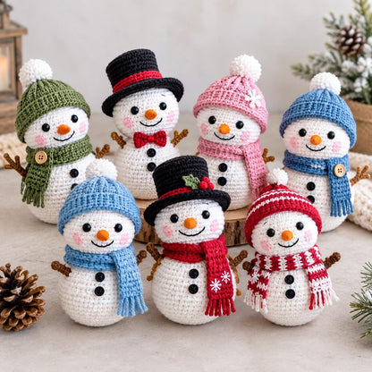15-in-1 Crochet Snowman Patterns Bundle, Christmas Winter Decor (PDF Download)