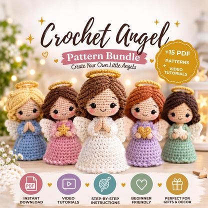 Crochet Angel Ornament Bundle, + 15 Modern Christmas Patterns for Handmade Gifts (PDF Download)