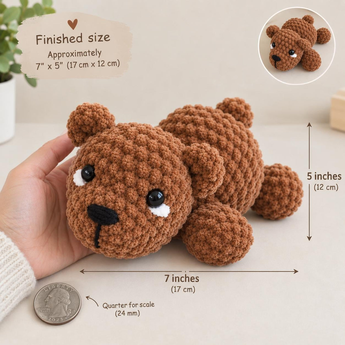 Teddy Bear Crochet Pattern – No-Sew Amigurumi (PDF Download)