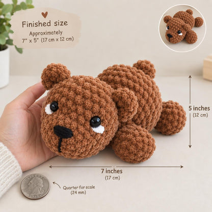 Teddy Bear Crochet Pattern – No-Sew Amigurumi (PDF Download)